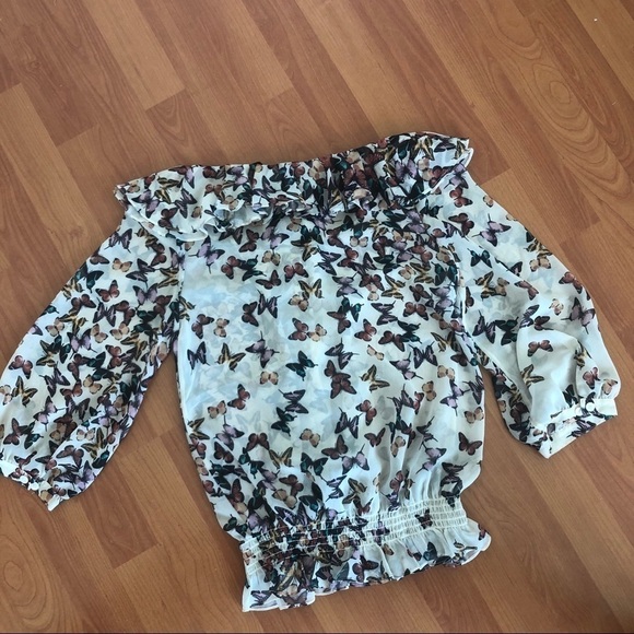 Ted Baker Butterfly Ruffle  Blouse in Cream - Picture 11 of 16